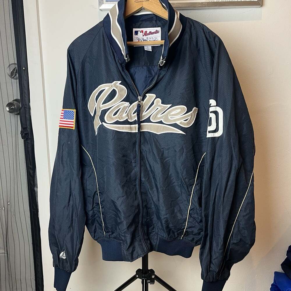 Vtg Vintage 2000s Y2k MLB San Diego Padres zip-up jacket Majestic Adult L Large
